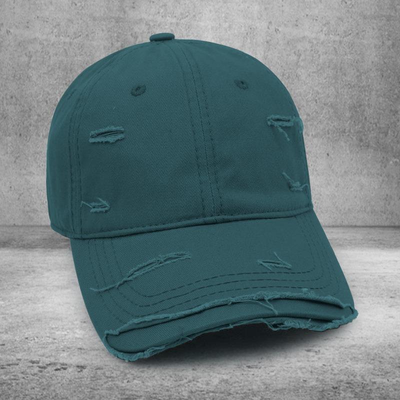Peaked cap Cotton ripped baseball cap Men's versatile soft top curved brim sun hat Embroidery Women's trend