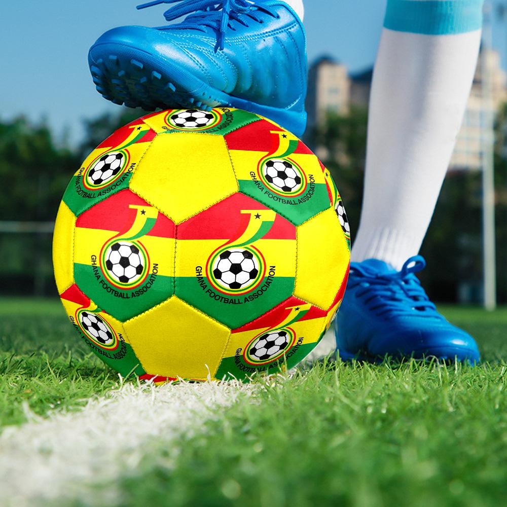 Ghana Football Indoor Soccer Ball Colorful All Ages Size 5 Machine Stitched PVC Competition Ready Durable High-Bounce