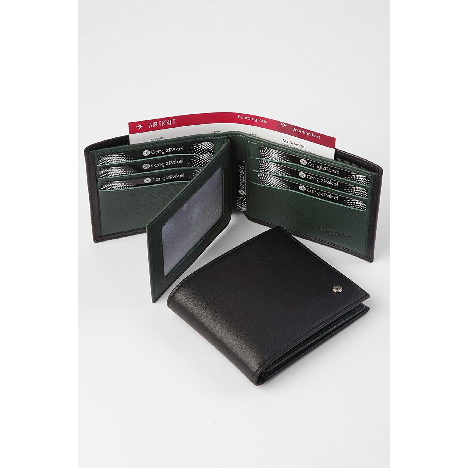 

Роскошный мужской кошелек из натуральной кожи, черный, зеленый