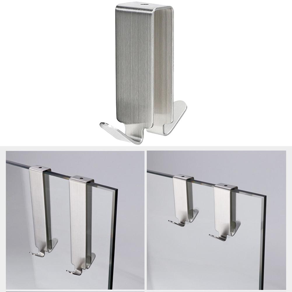 1pc Stainless Steel Double Side Hooks Bathroom Shower Door Hook Over Glass Door Shower Towel Rack For Glass Wall Or Glass Door