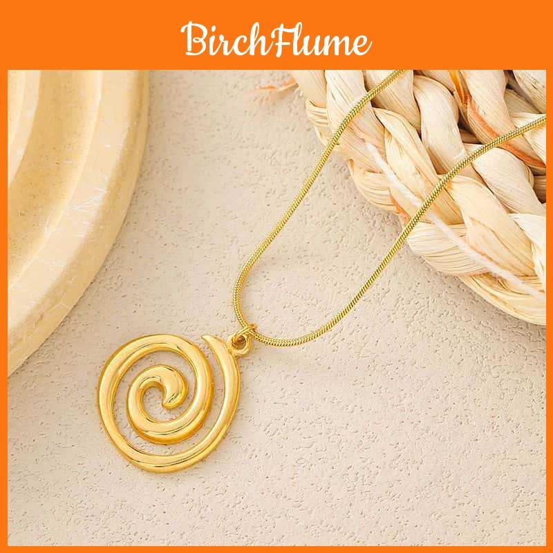 Bohemian Beach Spiral Pendant Necklace With Titanium Steel For Daily Wear