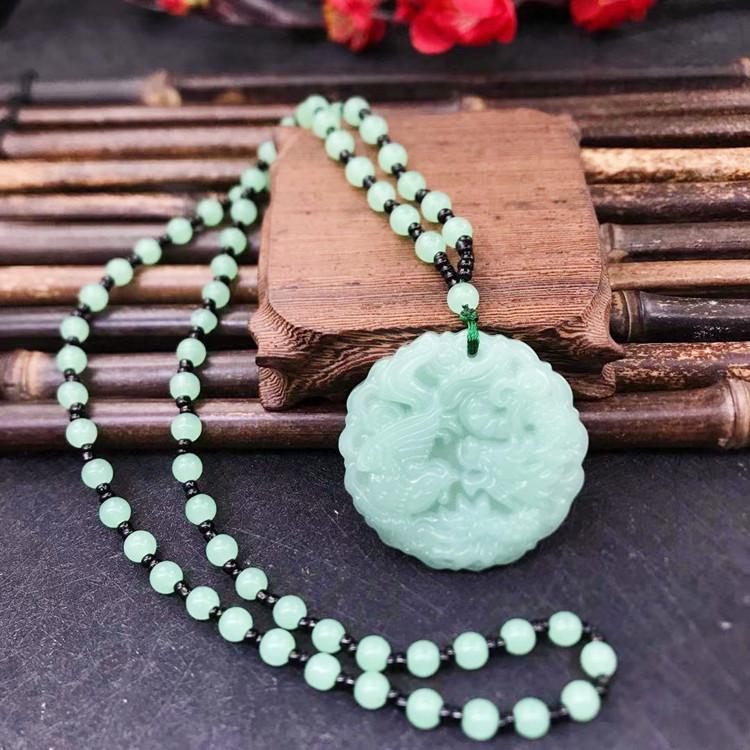 Imitace aventurínu Svetrový náhrdelník - Design zelí Guanyin od značek Wu Shi a Dragon & Phoenix