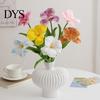 Maintenance-Free Artificial Flowers Opening Tulip with Stem, Realistic Fake Flower, Faux Bendable Stem Floral Arrangement Bloom for Wedding Party Home
