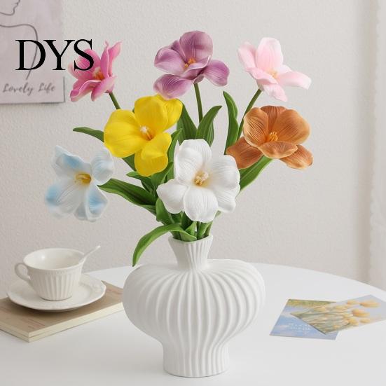 Maintenance-Free Artificial Flowers Opening Tulip with Stem, Realistic Fake Flower, Faux Bendable Stem Floral Arrangement Bloom for Wedding Party Home