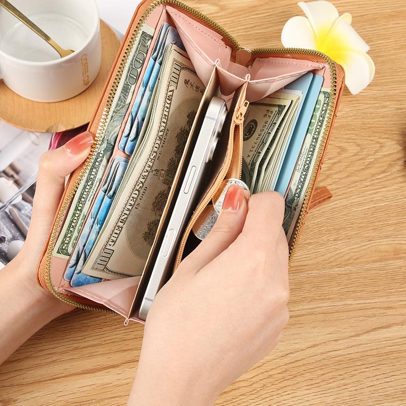Women's Long Single Zipper Wallet Simple Popular Change Bag Multi Slot Card Holder for Women