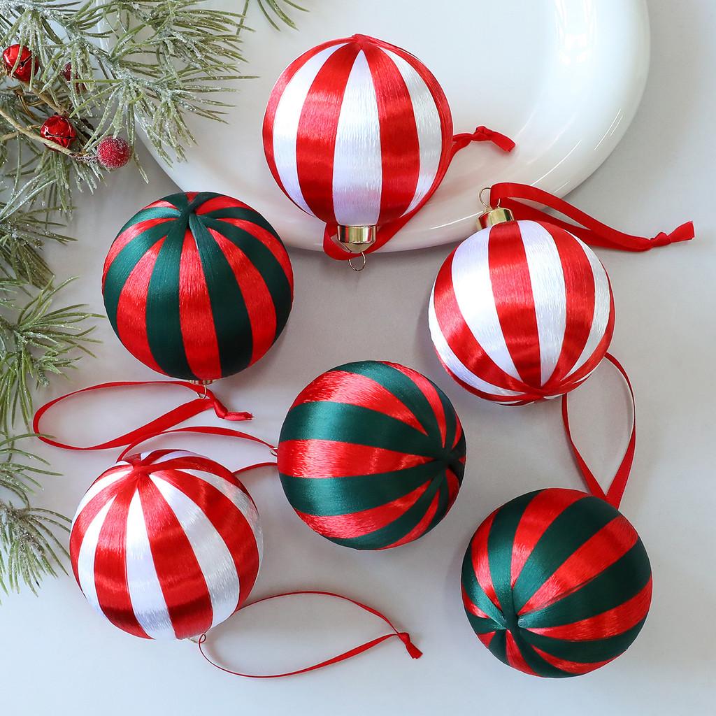 Christmas Tree Ornaments Set With Red And Green Woven Balls For Holiday Decor
