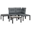 5 Piece Garden Lounge Set In Black and Grey Poly Rattan