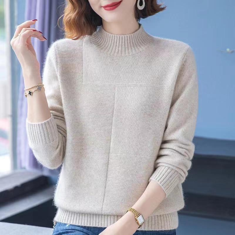 Women's Autumn and Winter Half-turtleneck Sweaters Are Layered with a Thickened Design, Niche Knit, High-end Chic Base Layer