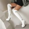 Women's High-heeled Boots, Sexy European and American Style Waterproof Platform Thick Heel Solid Color Large-size Knee Boots