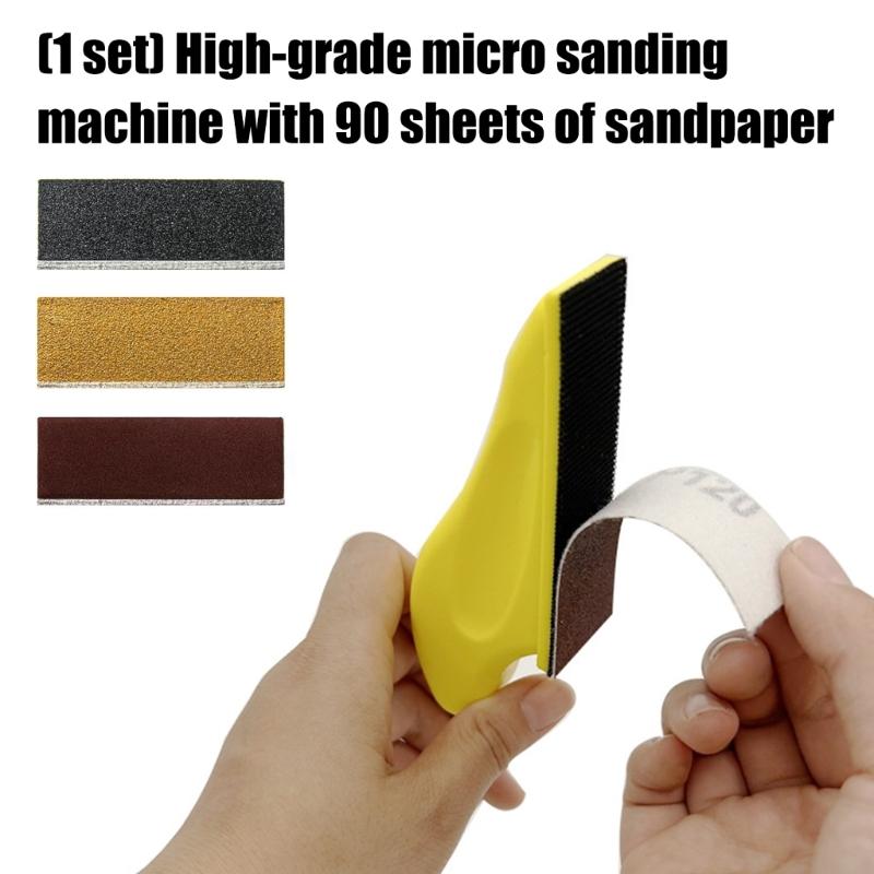 Mini Sander for Small Projects Mini Detail Handle Sanding Tool 90 Sheet Sandpaper for Handicrafts Polishing Sanding