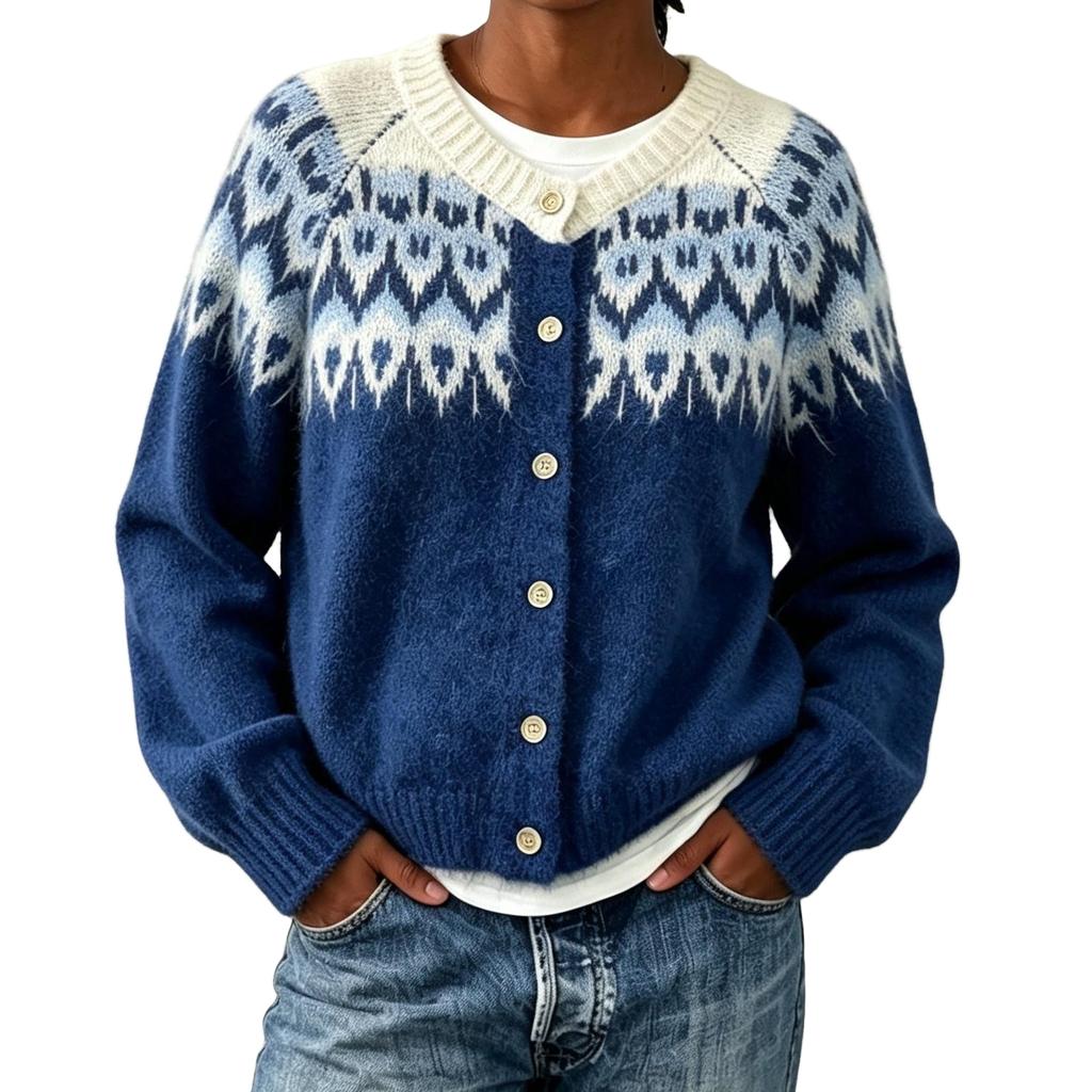 Women's Retro Knitted Cardigan Sweater Coat with Buttons Loose Fit for Fall Winter
