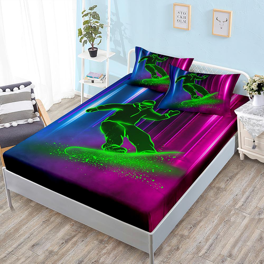 

Three-Piece Mattress, Mattress Cover, Skateboard Cool Personality Hip-Hop Mattress Protective Cover Sheet 100*190*40cm*1 Pillowcase 51*75cm*1