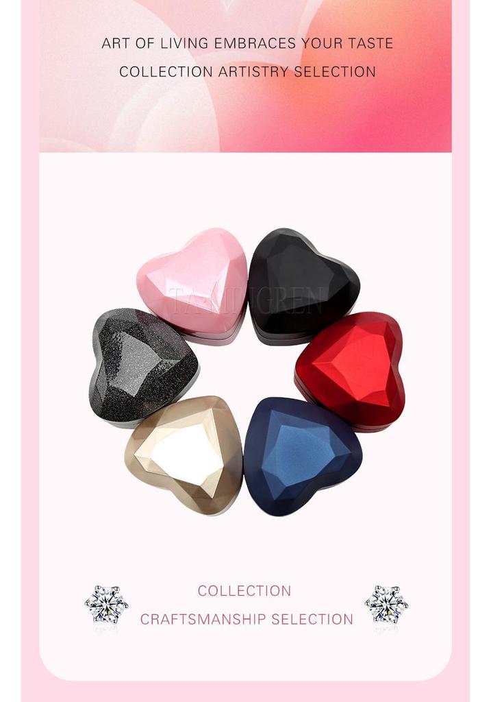 Heart-Shaped Piano Lacquer LED Jewelry Box for Rings and Pendants