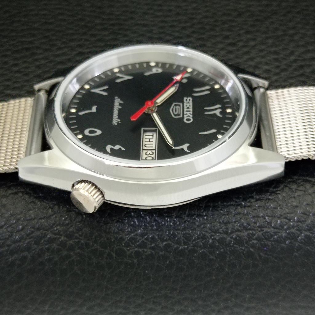 REFURBISHED AUTOMATIC SEIKO 5 JAPAN 6309A MENS ARABIC BLACK DIAL WATCH a427361-2 QRL-a427361