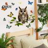 DIY Cuttable Glass Sticker Owl Butterfly Wall Sticker, Forest Animal Illustration Decorative Decals, Party Window Waterproof Removable Stickers,
