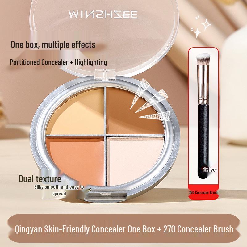 Mingxi Zhi 4-Color Concealer Palette: Smooth, Brightens, Conceals Blemishes & Acne Scars, Contours & Highlights, Non-Caking.