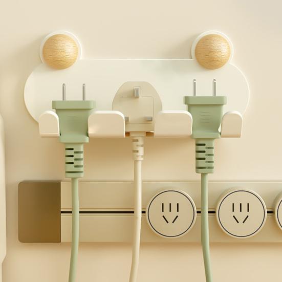 Wall Mount Power Plugs Hook No Drill Adhesive 1/2/3 Slots Plugs Holder Kitchen Appliances Charger Plugs Organizer Rack