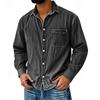 Camicie da Uomo in Denim Primavera Autunno Stile Safari Vintage Manica Lunga Cotone Monocolore Casual