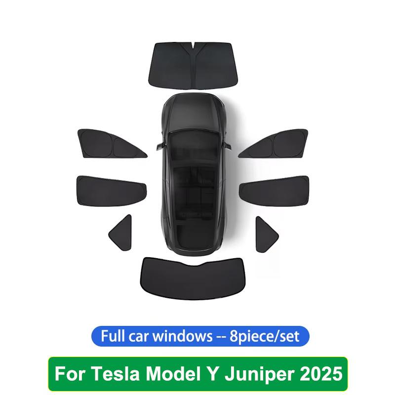 BED1 For Tesla Model Y Juniper 2025 Launch Sun Shade Front Rear Side Window Sunshade Windshield Sun Visor Outdoor Camping Accessories