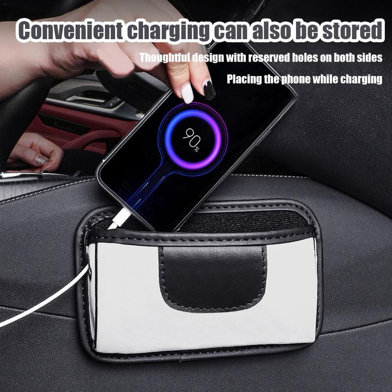 Car Side Pocket Organizer Artificial Leather Console Organizer Bag Adhesive Car Door Side Pouch Storage Bag For Phones Cards