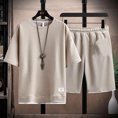 Set Sportivo Casual Waffle da Uomo: T-shirt a maniche corte e pantaloncini estivi alla moda
