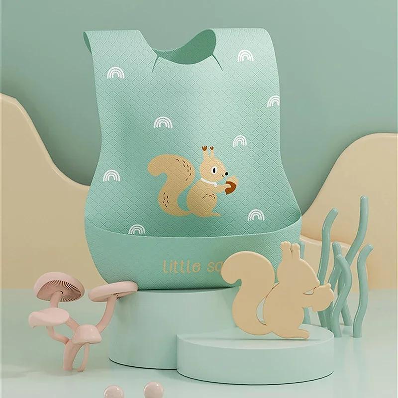 Infant Waterproof Print Bib Super Soft Saliva Pockets Children's Complementary Food Rice Bibs Burp Cloths Baby Items