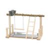 Wood Bird Play Stand Playgrounds Toy with Textured Branch Perch, Swing, Climbing Ladder and Metal Tray for Pet Bird Rest, Exercise Activity