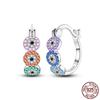 Luminous Shell Women Earrings Original 925 Sterling Silver Pave CZ Star Moon Hoop Earrings Engagement Wedding Jewelry
