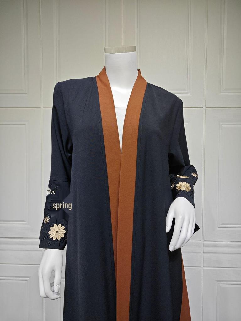 MQ187 Skromna Nowoczesna Haftowana Długa Abaja Odzież Wierzchnia