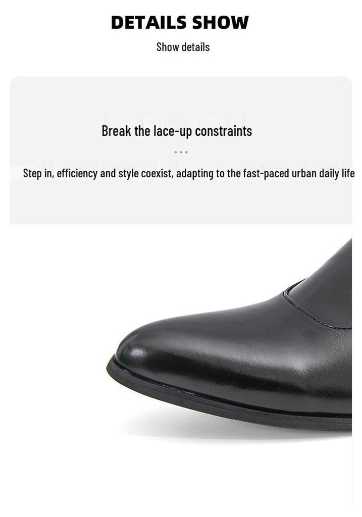 Plus Size Men's Formal Pointed Toe Leather Slip-on Shoes - Spring/Autumn 2025