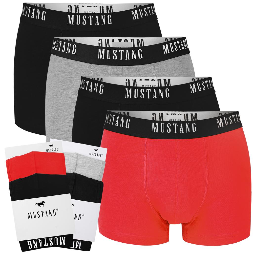 Mustang Bokserki Męskie 4 Sztuki Zestaw Bawełna Logo Kolor