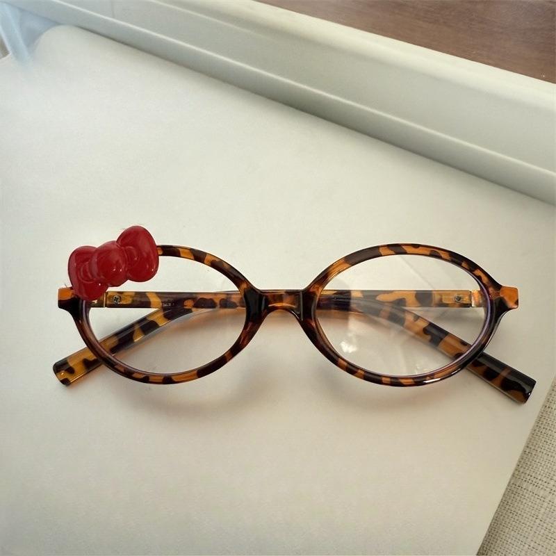 Y2k Leopard Print Bow Glasses Retro Korean Anti Blue Light Eyewear Eye Protection Girl Optical Frame