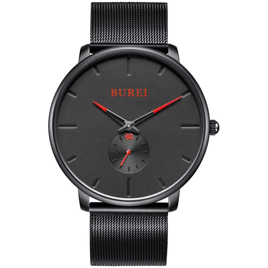 Simple Stylish Brand Popular Ultra Thin Lightweight Analog Watch Business Waterproof Quartz Arm Watch 01 [BUREI] Men's Men's
