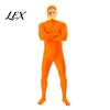 Halloween Dress Up Costume Face Open Costume, Unisex Full Body Orange Bodysuit with Beard Yellow And Eyebrows for Men Women, Adult Stretchy