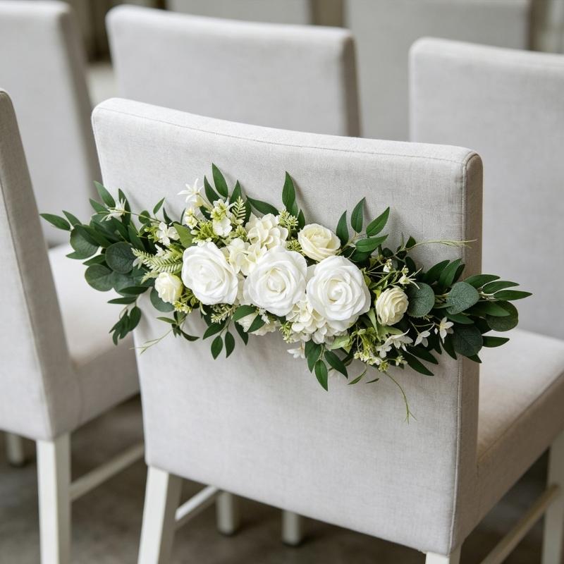 Simulation Flower Artificial Silk Rose Flower For Wedding Reception Chair Back Flower Arrangement Bridal Showers Party