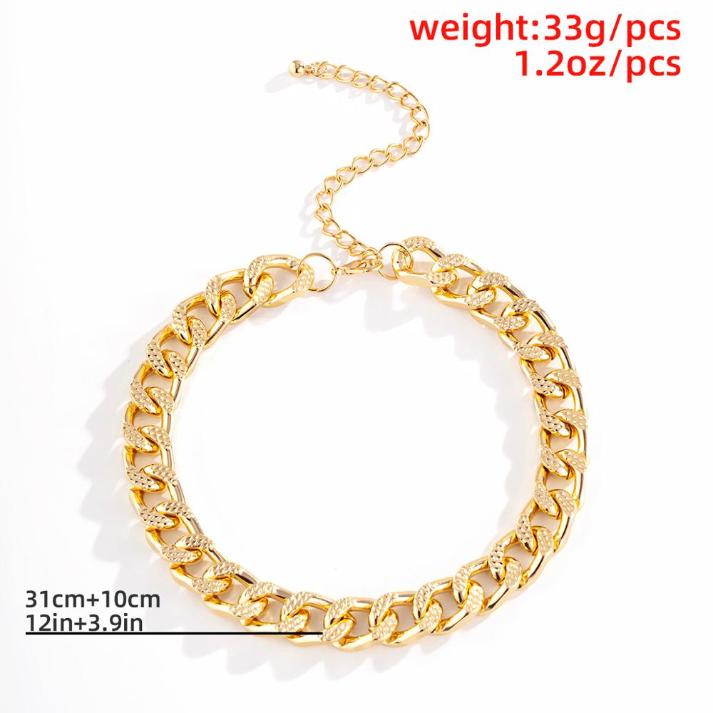 High Quality Cuban Choker Necklace Collares Punk Vintage Chunky Thick Link Aluminum Chain for Women New Year Jewelry Accessories
