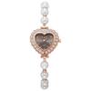Heart-Shaped Dial Pearl Bracelet Watch Leather Strap Rhinestone Ladies Quartz Watch Elastic Band Simple Classic Wristwatches