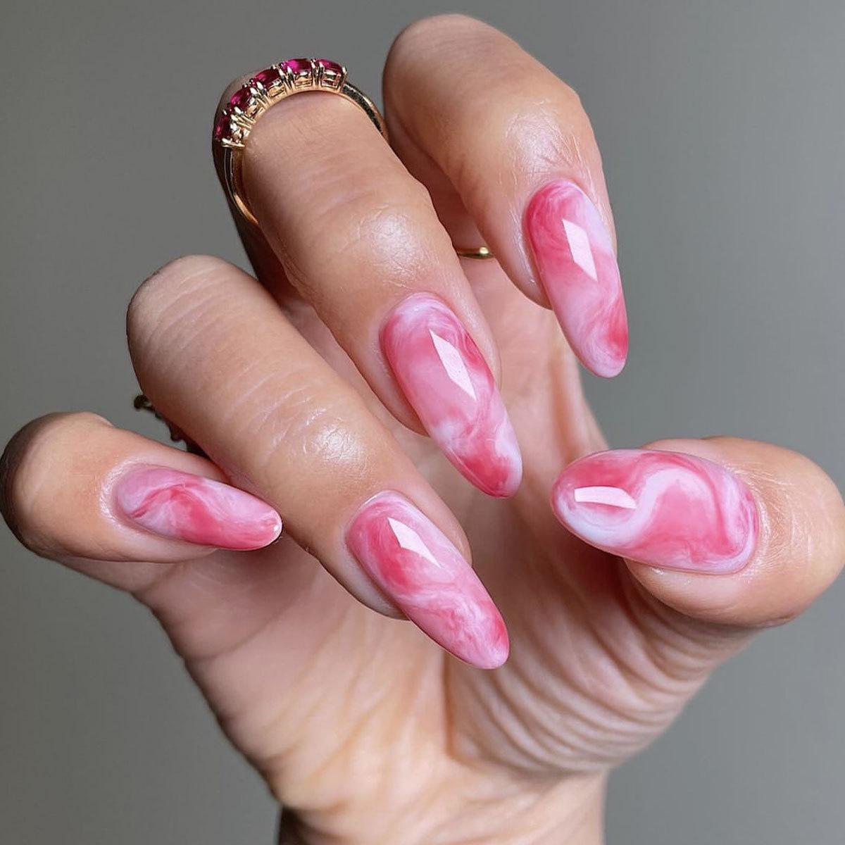 

Pink White Marble Gradient Stick-On Nails - Removable Wearable Nail Art