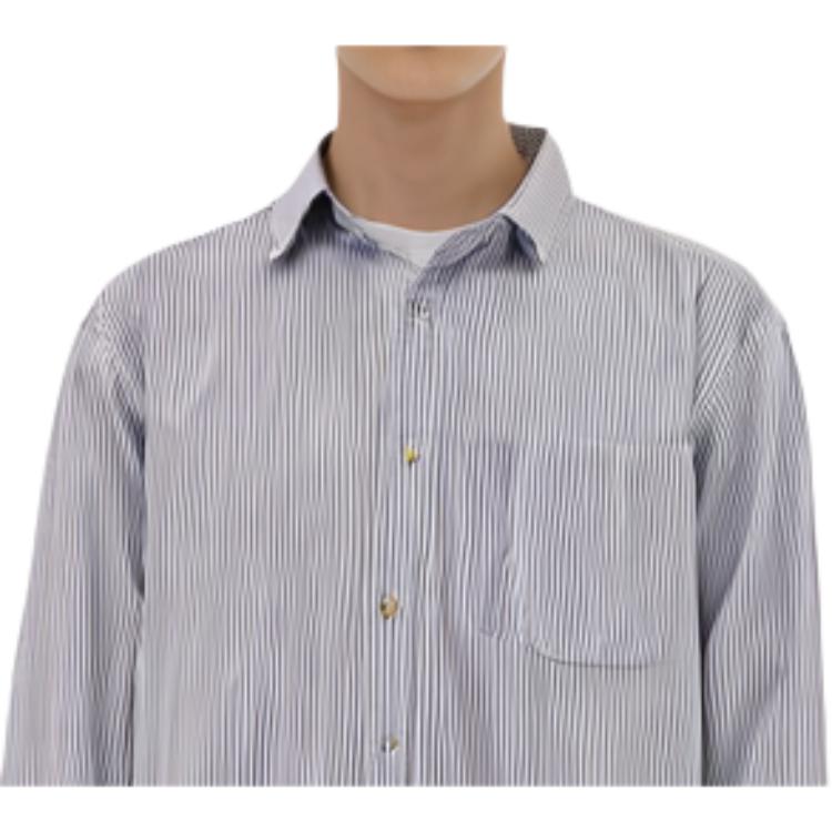 UNIQLO Striped Single-Breasted Long Sleeve Shirt Men shirts Gray 467442--07