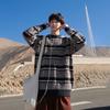Mens Crewneck Sweater Japanese Vintage Striped Couple Knitwear Casual Trendy Top