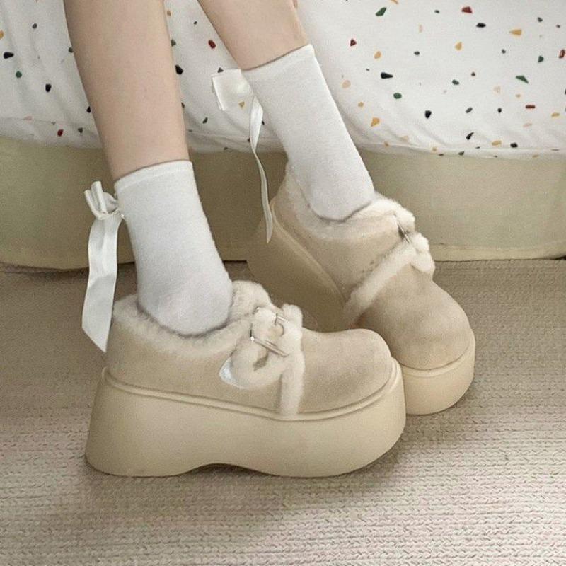 New Women's Cotton Shoes with Added Fleece and Thickened Warmth, Height-increasing Thick-soled Snow Boots