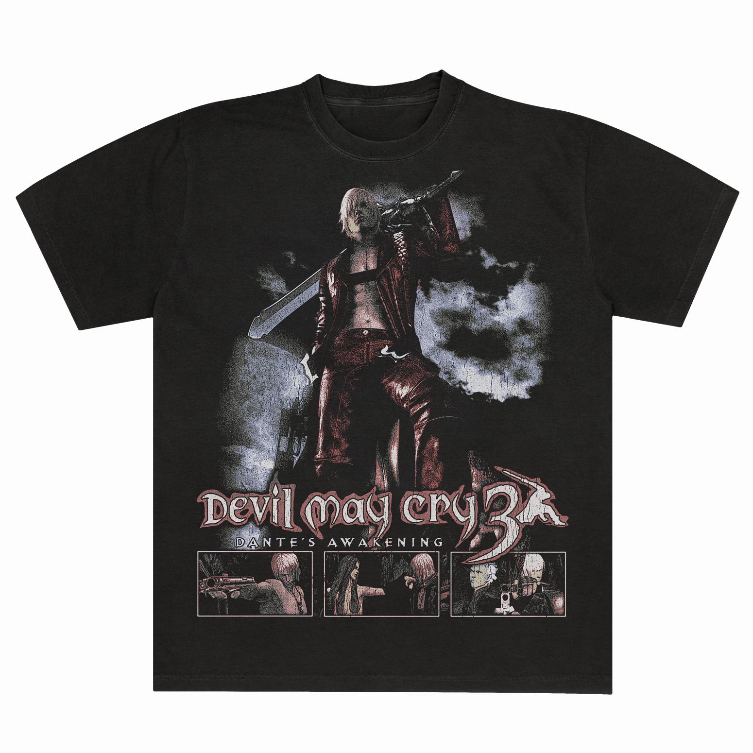 

Devil May Cry Dantes Awakening Dante Retro Action Game T Shirt for Unisex Women Vintage Graphic Tee Streetwear 4XL