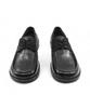 Yase Hammer Tumble Dyed Washed Leather Boat Shoes Black