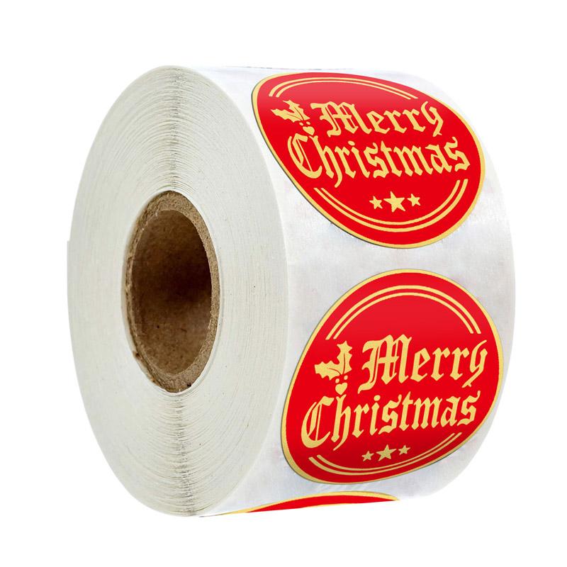 Merry Christmas Stickers Gold Stamping Christmas Label For Child Gift Decor Shop Product Packaging Stickers Label 50-500pcs