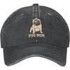 Vintage Washed Distressed Adjustable Pug Mom Dog Womens Denim Baseball Cap Mom Trucker Hat Cap for Women Unisex