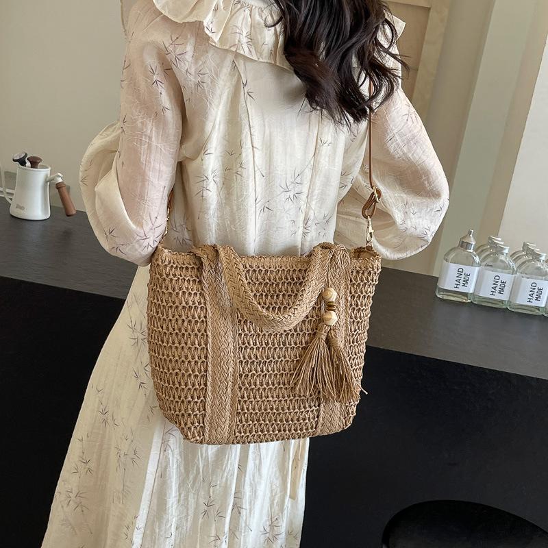 Premium Portable Tote Bag 2025 New Trendy Vegetable Basket Hand-woven Bag Women's Shoulder Crossbody Straw Bag