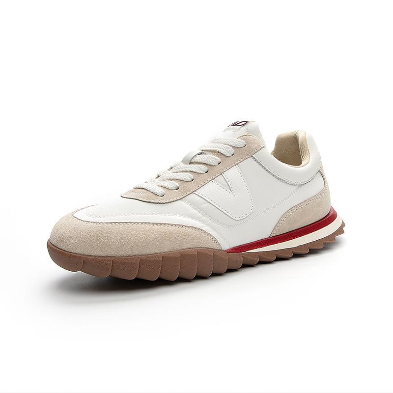 Spring New Leather Flat Bottom Breathable Sports and Leisure Board Shoes Soft Ins Tide Flat Bottom Comfortable and Casual