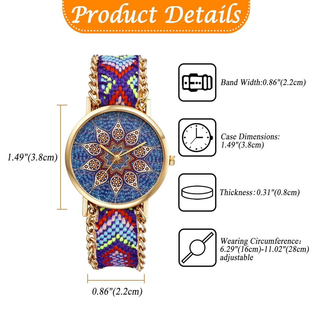 Cute Bohemian Braided Watch for Dreamcatcher Waterproof Analog Quartz Fashion Watch for Women Perfect Gift for Day Women Design, Display, Watch, -