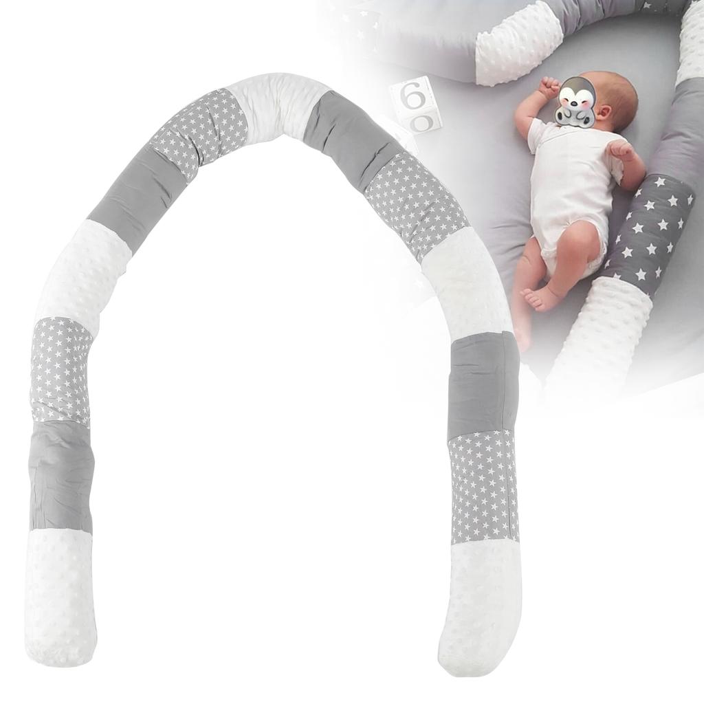Baby Crib Bumper Cotton Snake Pillow Cushion Soft Infant Bed Protector Fence DecorGray Splicing