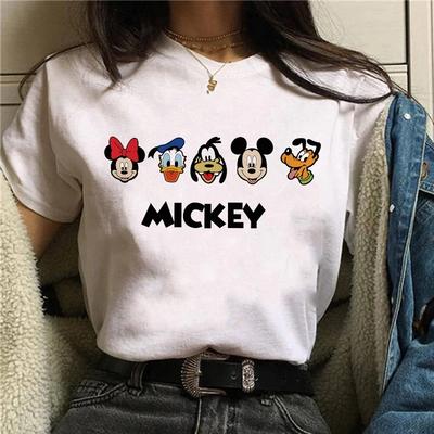 Summer Fashion Mickey Tshirt Yk Minnie Mouse Hat Printed Cotton Printed Tshirt Womens Loose Disney Tshirt